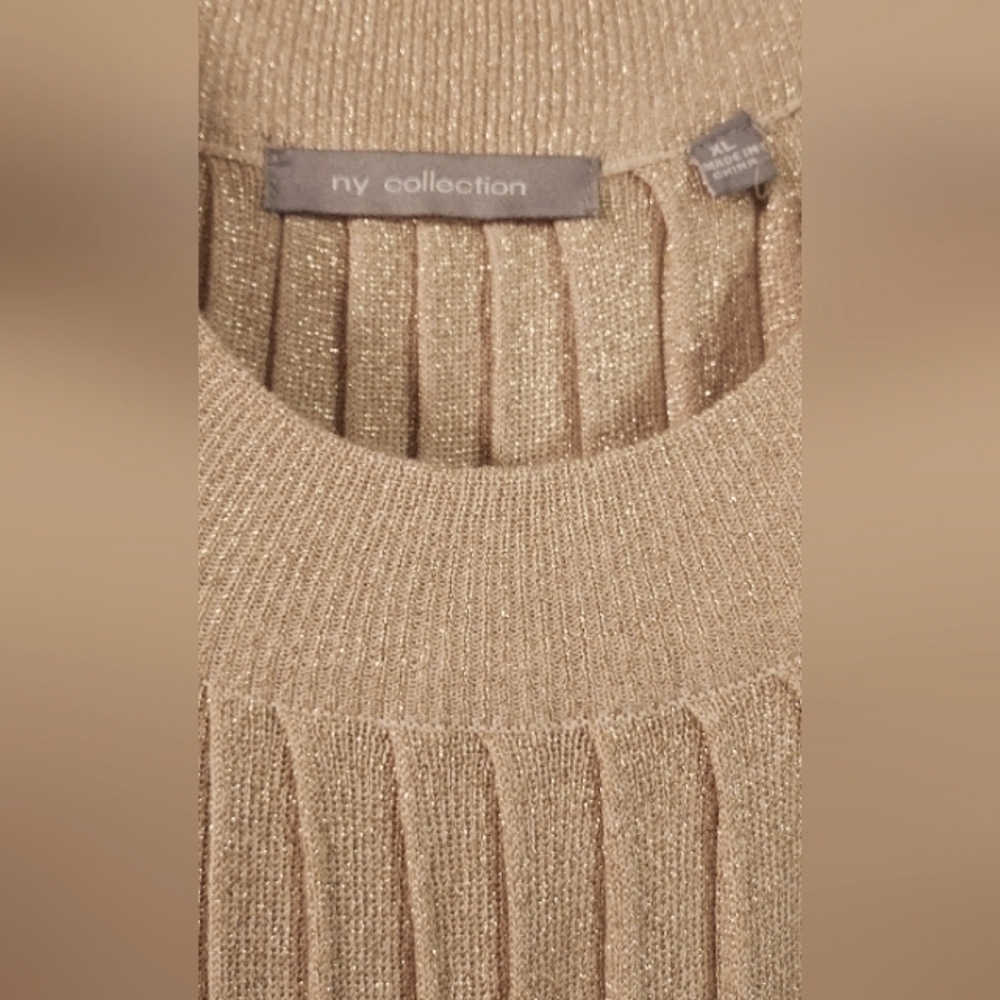 Ny Collection Metallic Gold Flared Sleeve Sweater Size XL. - Picture 2 of 3